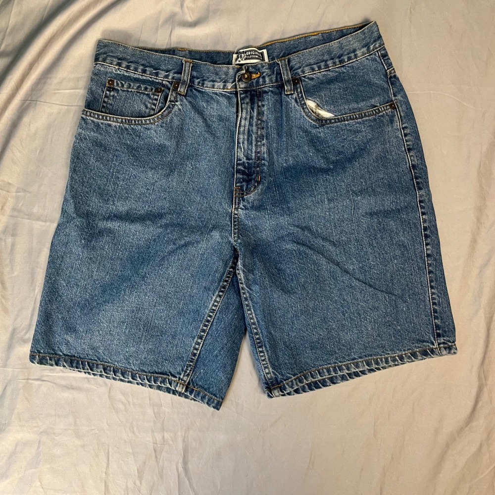 Route 66 Mens Vintage Denim Shorts Blue Mid Wash Relaxed Fit Size 36 90s‎ Y2K